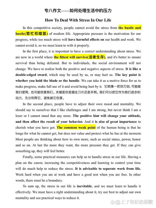 stress 英语作文 初中