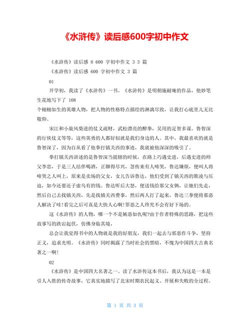 读水浒传有感600字初中作文
