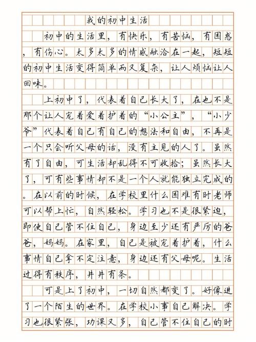 关于我的初中生活作文600字