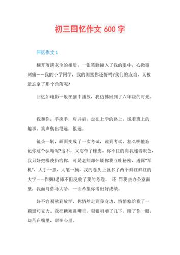 回忆初中生活的600字作文