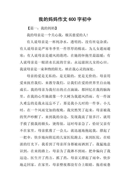 关于母爱的作文600字初中