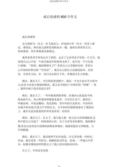 成长作文600字初中记叙文