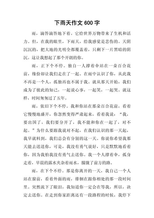 下雨作文600字初中作文