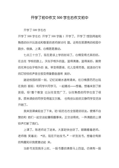 初中入学感受500字作文