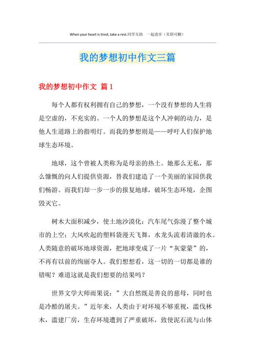 我的梦想初中作文300字