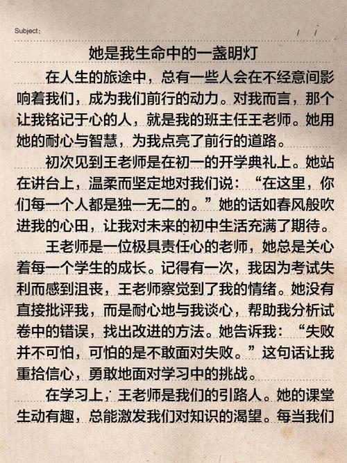 初中作文写人叙事800字