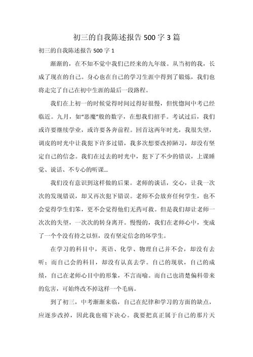 初中作文我的自述500字