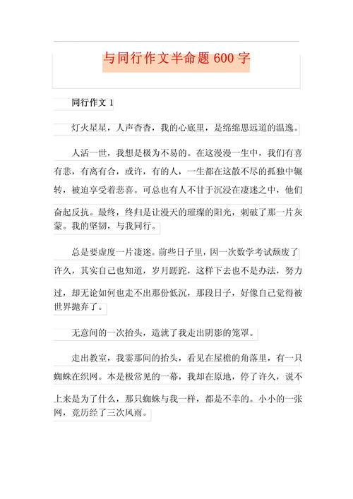 作文与你同行600字初中