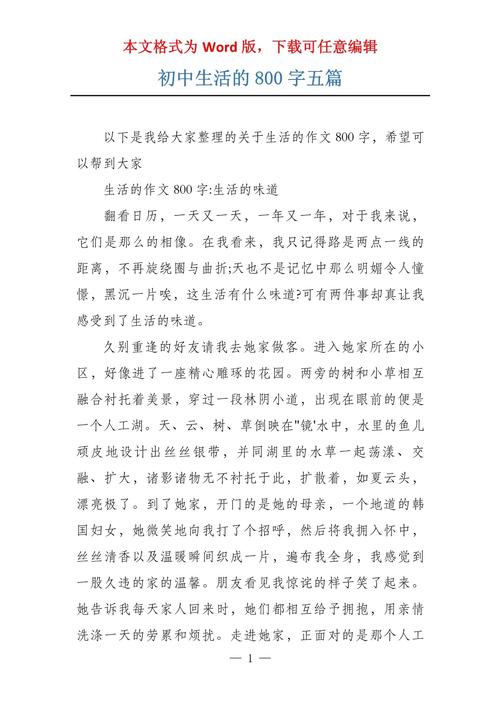 我的初中生活800字作文