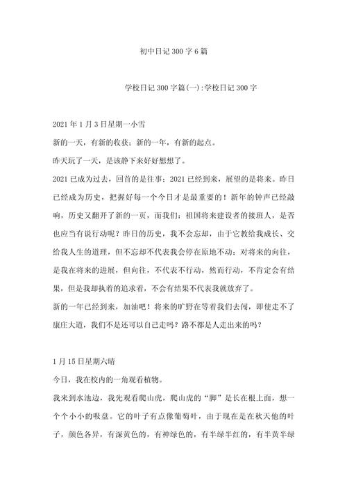 初中日记大全300字左右