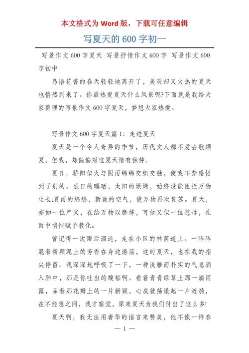 我爱夏季作文600字初中