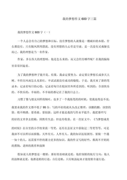 我的梦想600字作文初中