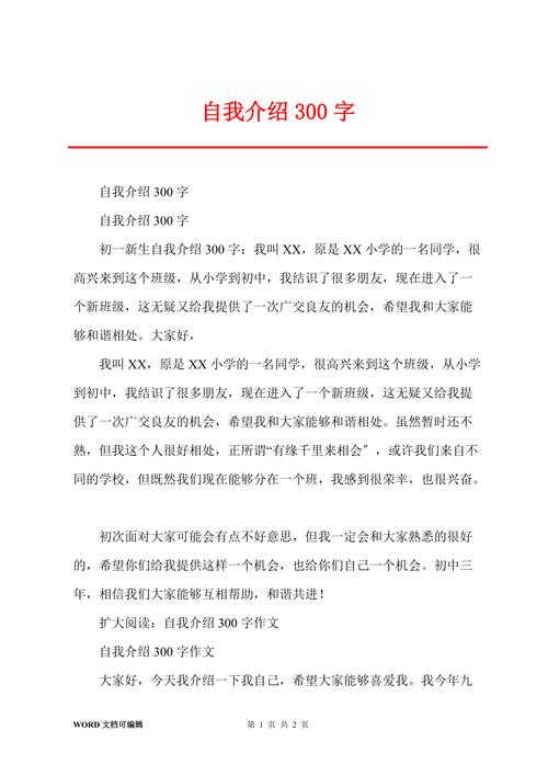 自我介绍作文300字初中