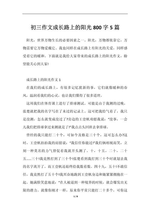 阳光路上作文600字初中