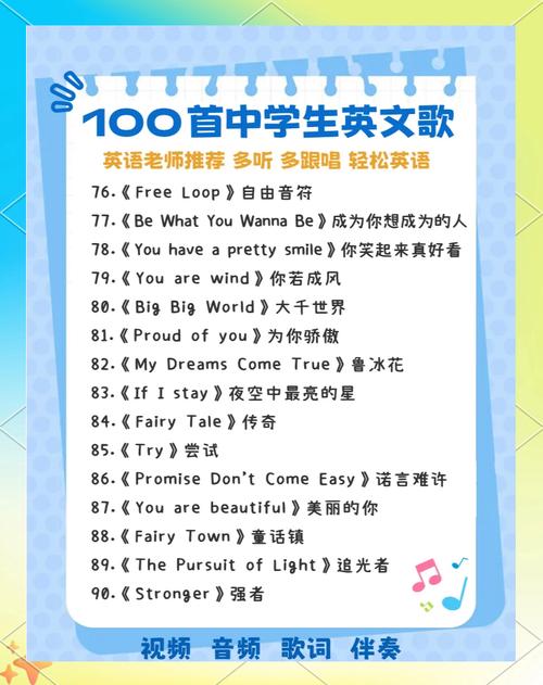 初中英文歌曲大全100首