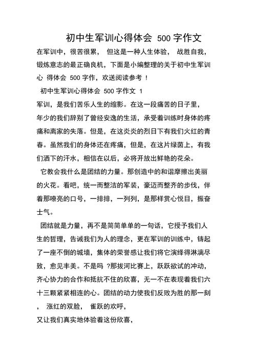 初中军训心得体会500字