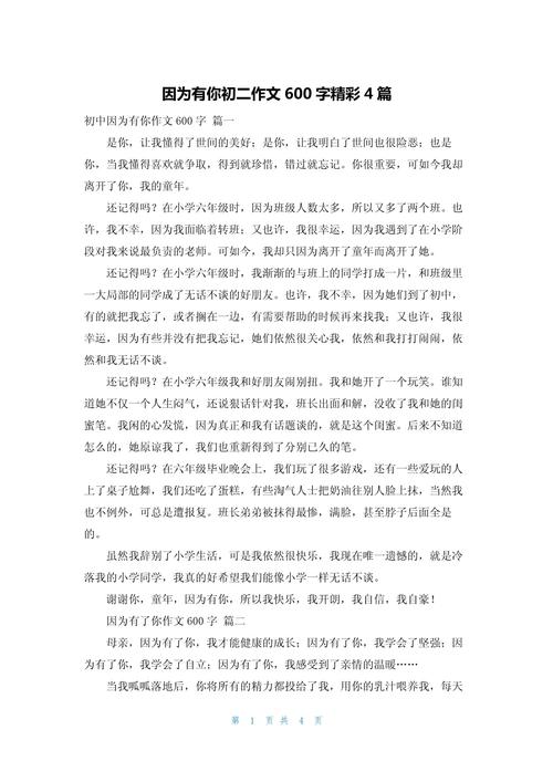 因为有你作文600字初中