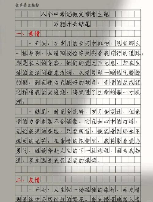 初中优秀作文开头结尾摘抄