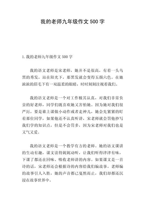 我的老师作文500字初中