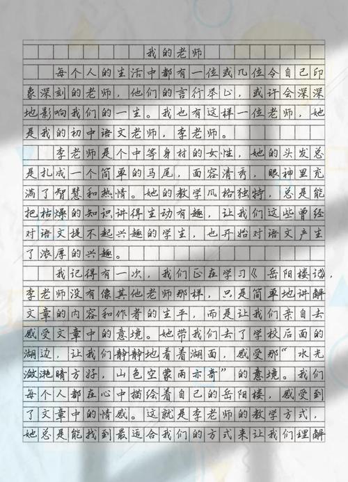 我的老师作文500字初中