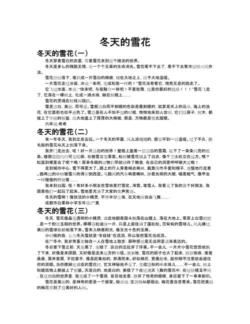 冬天的雪花想象作文初中