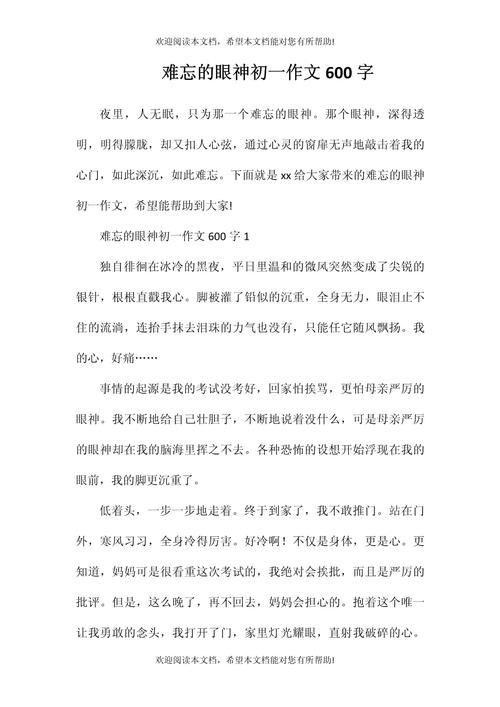 的眼神作文600字初中