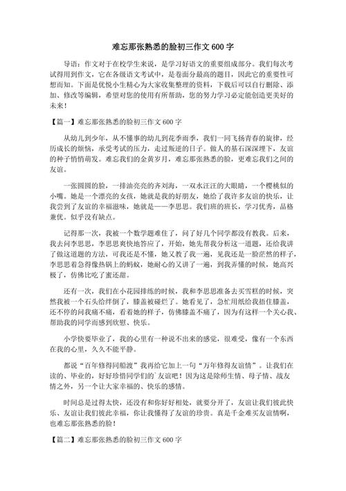 那张脸700字初中作文