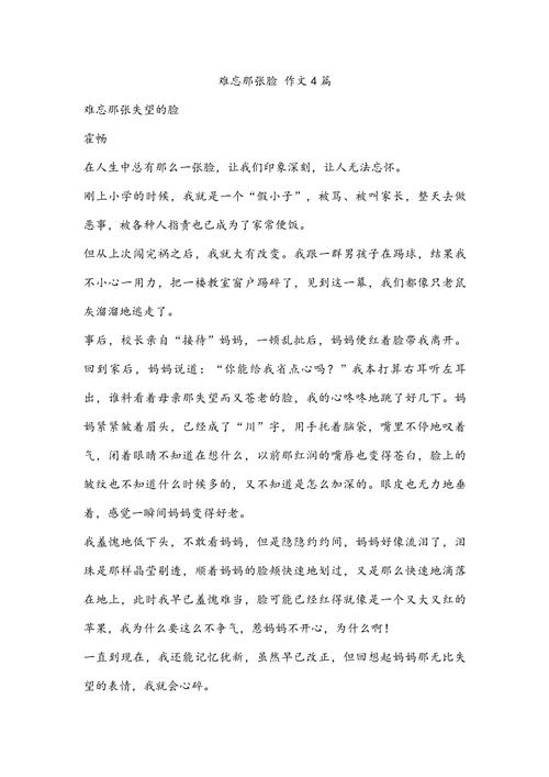 那张脸700字初中作文