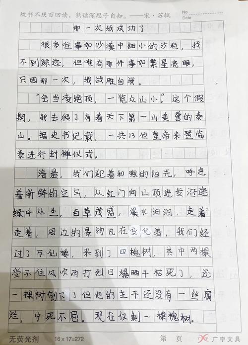 初中作文:我战胜了自己