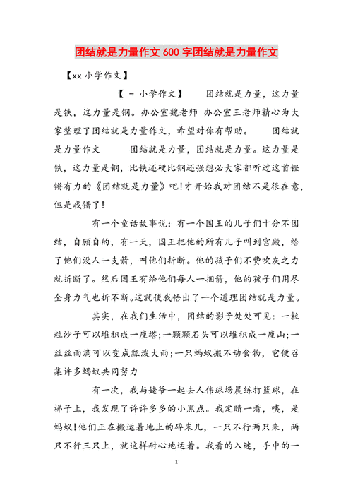 初中作文 团结就是力量