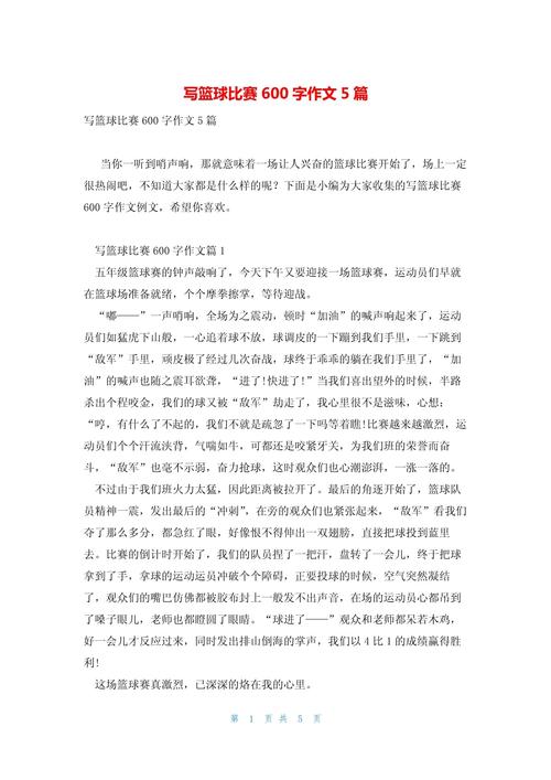 篮球的作文600字初中