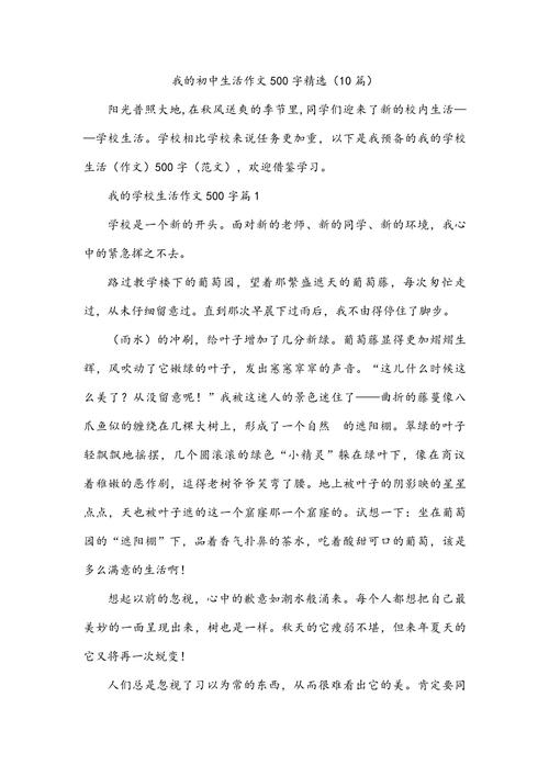我和我的生活 初中作文