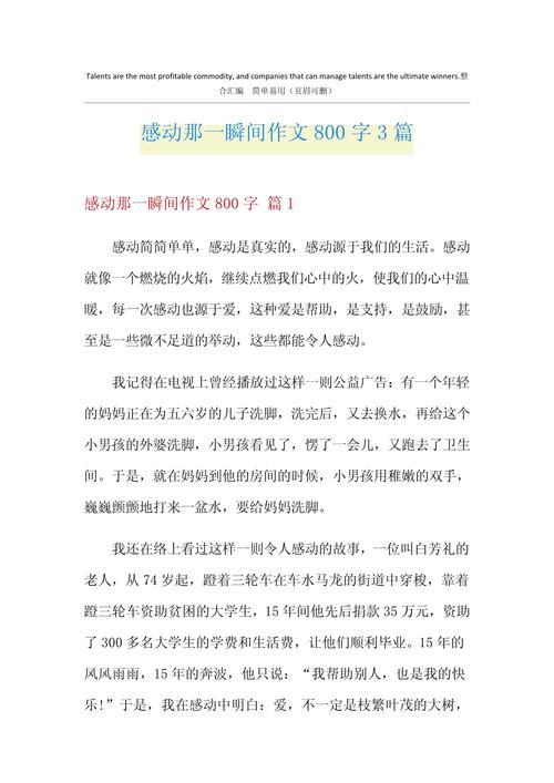 感动的作文700字初中