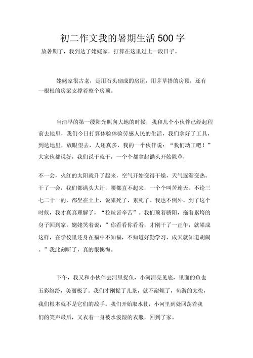 初中暑假生活作文500