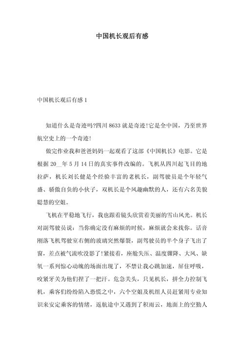关于中国机长的初中作文