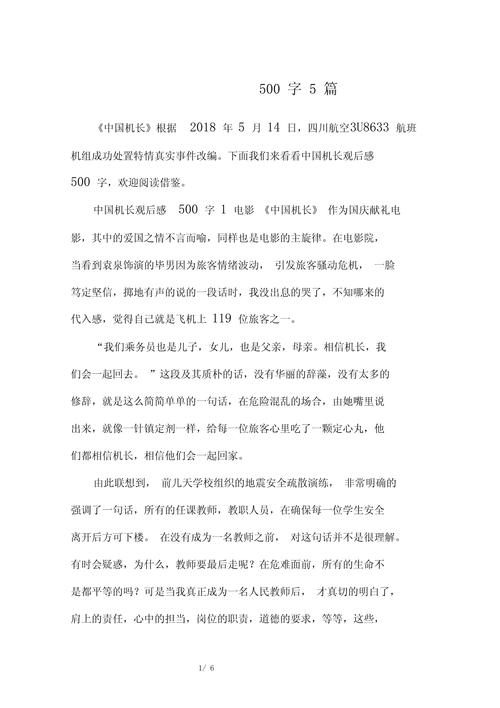 关于中国机长的初中作文