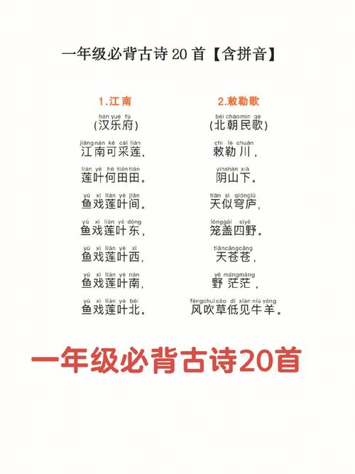 小学一年级必背古诗20首
