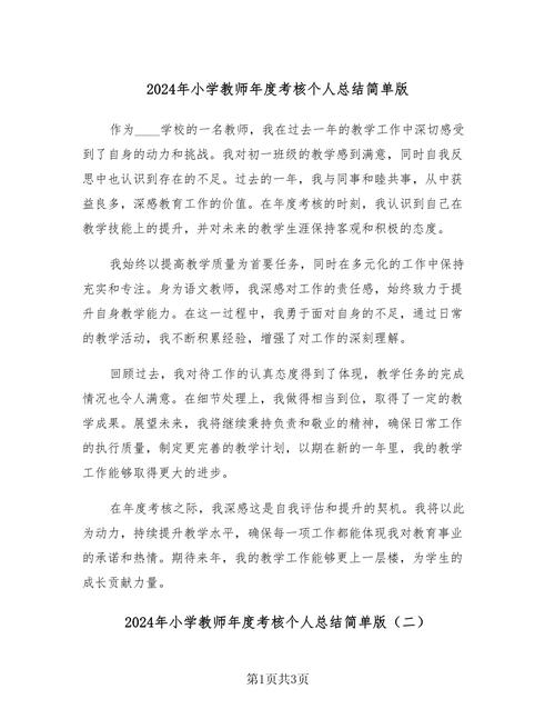 年度考核个人总结小学教师