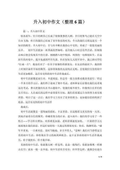 升入初中的感想600字