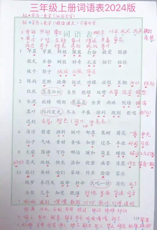 小学语文三年级上册生字表