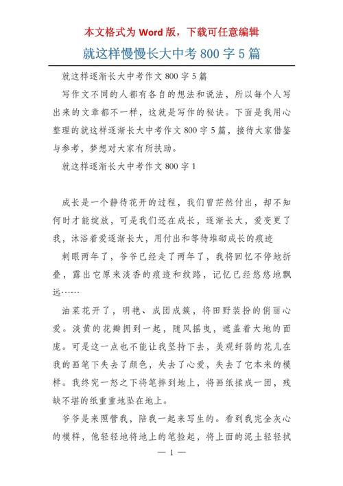 渐渐长大作文700初中