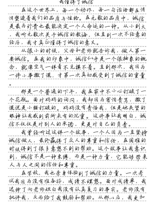 关于诚信的作文范文初中
