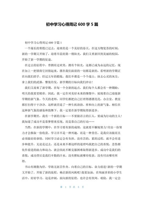 初中的感受600字作文