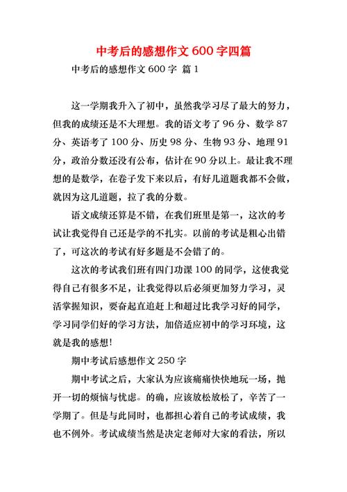 初中的感受600字作文