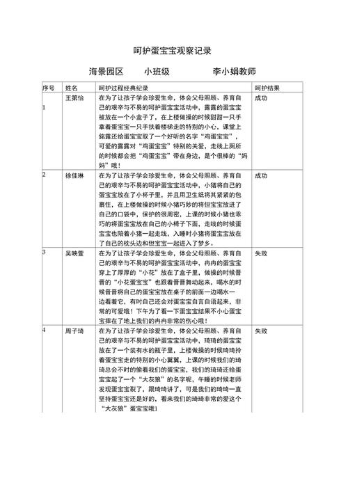 早教宝宝教师观察记录