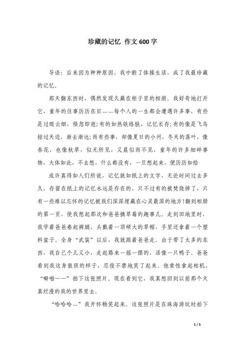 珍藏的回忆600字初中