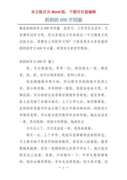 慈祥的奶奶作文初中作文