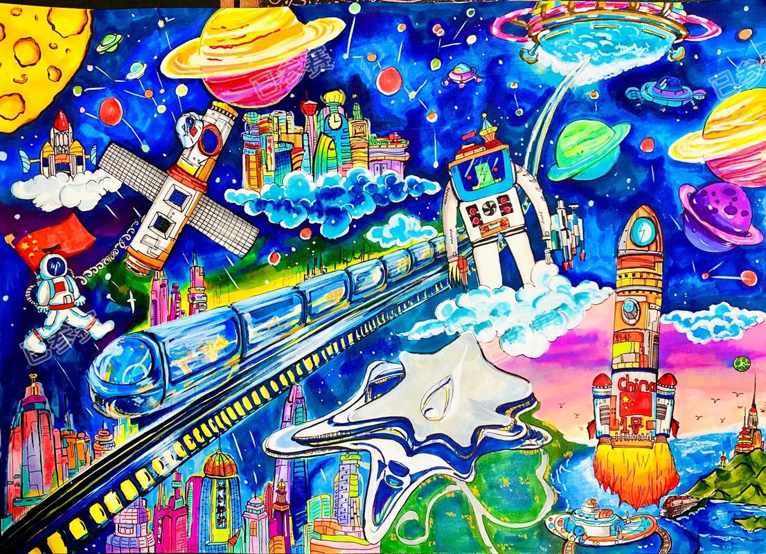 科幻美术画图片大全初中