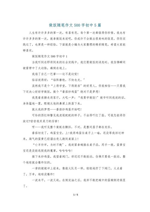 做饭的过程500字初中