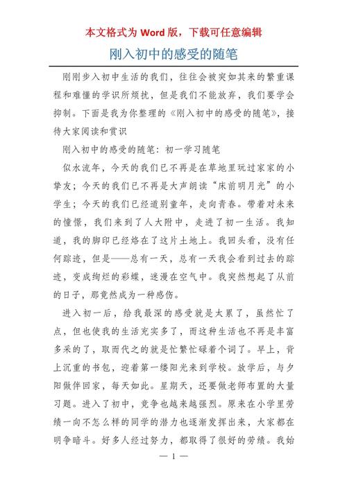 进入初中有什么感想作文